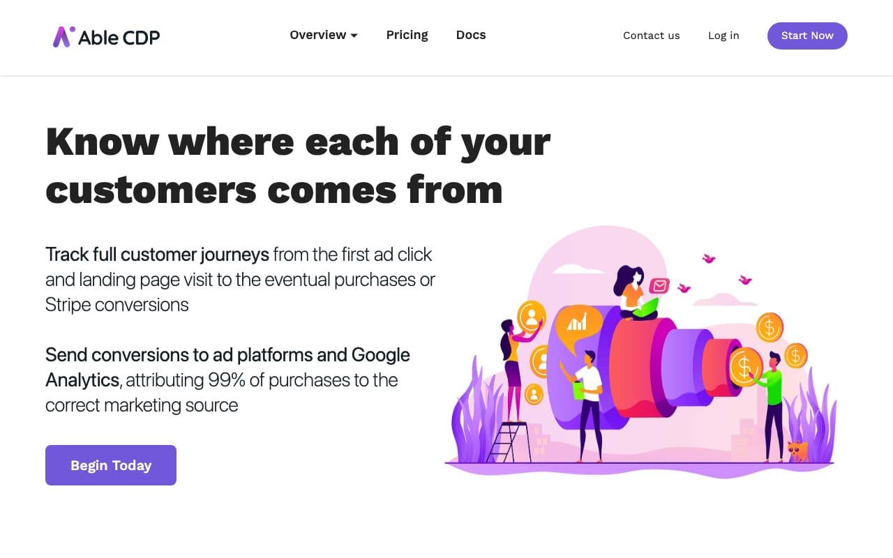 Able CDP homepage, above the fold