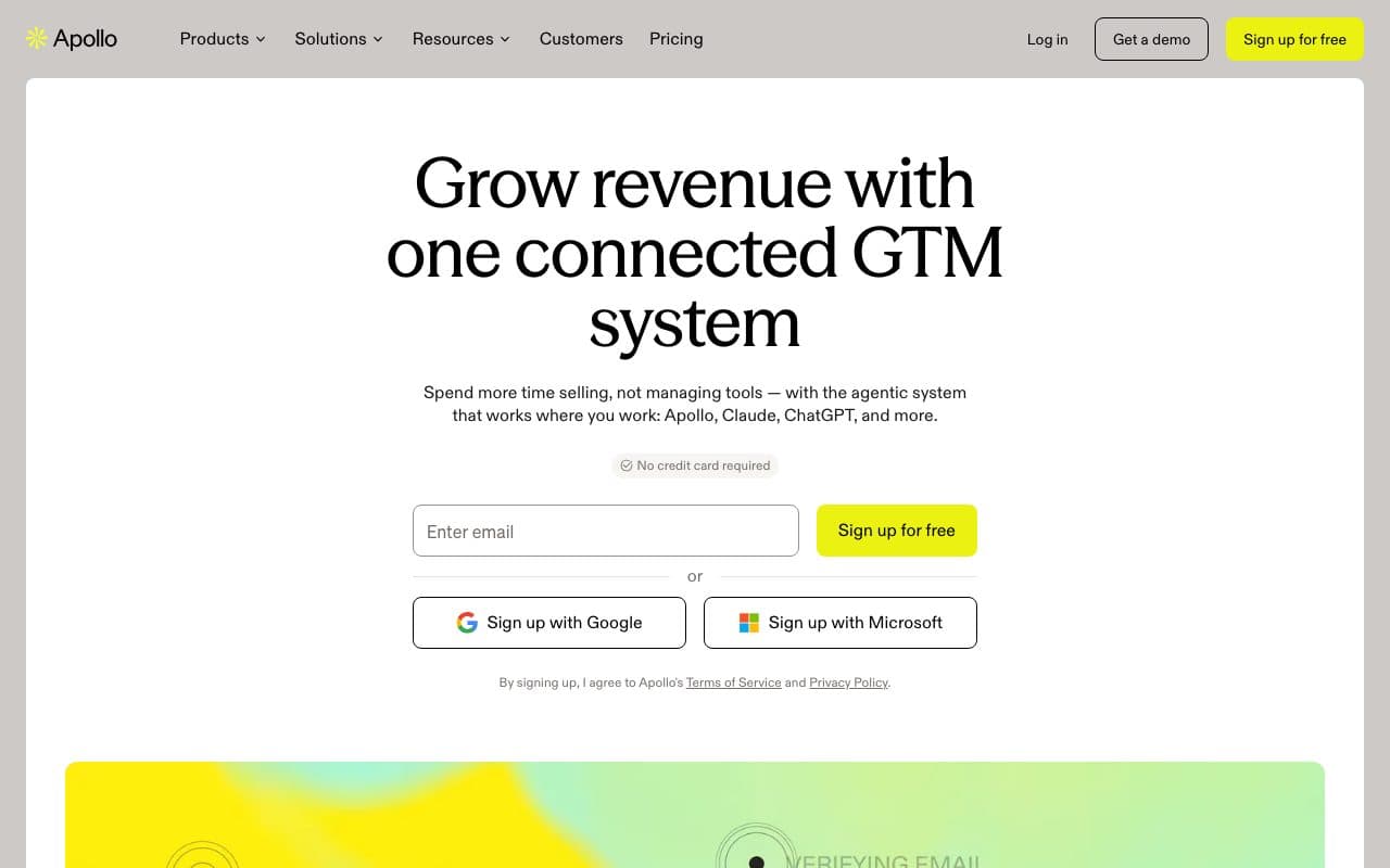Apollo homepage, above the fold