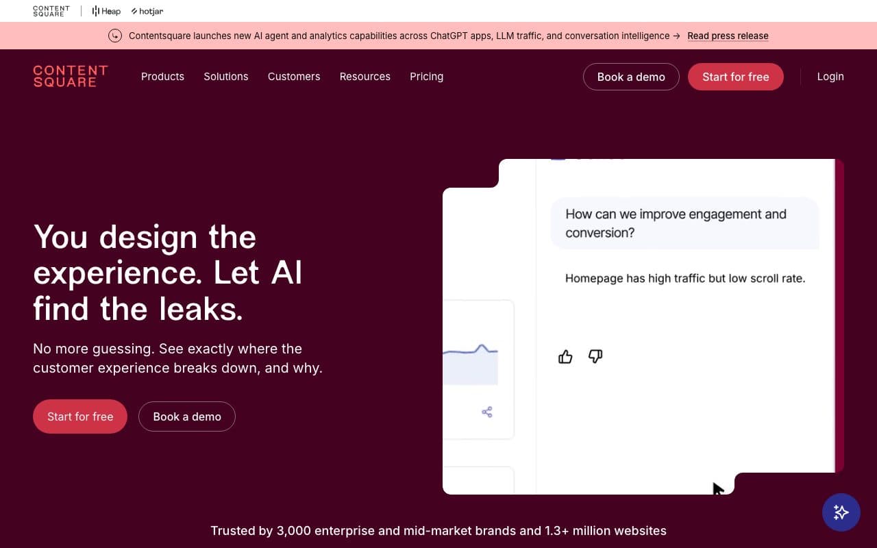 Contentsquare homepage, above the fold