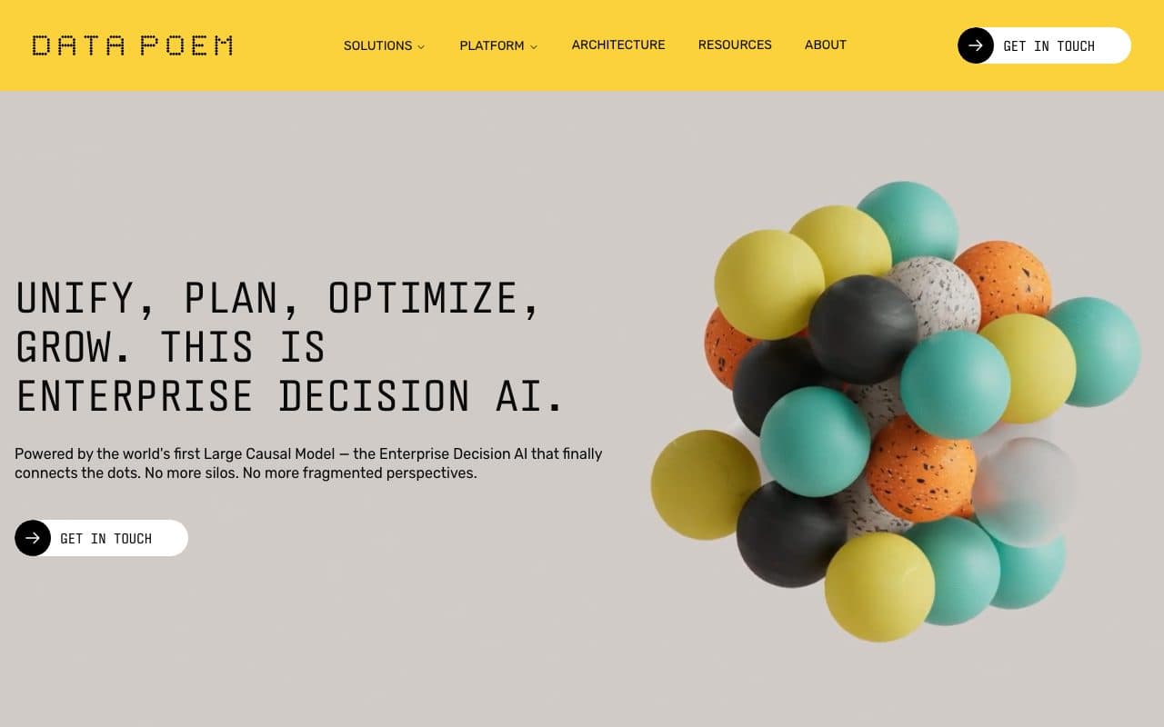 DATA POEM homepage, above the fold