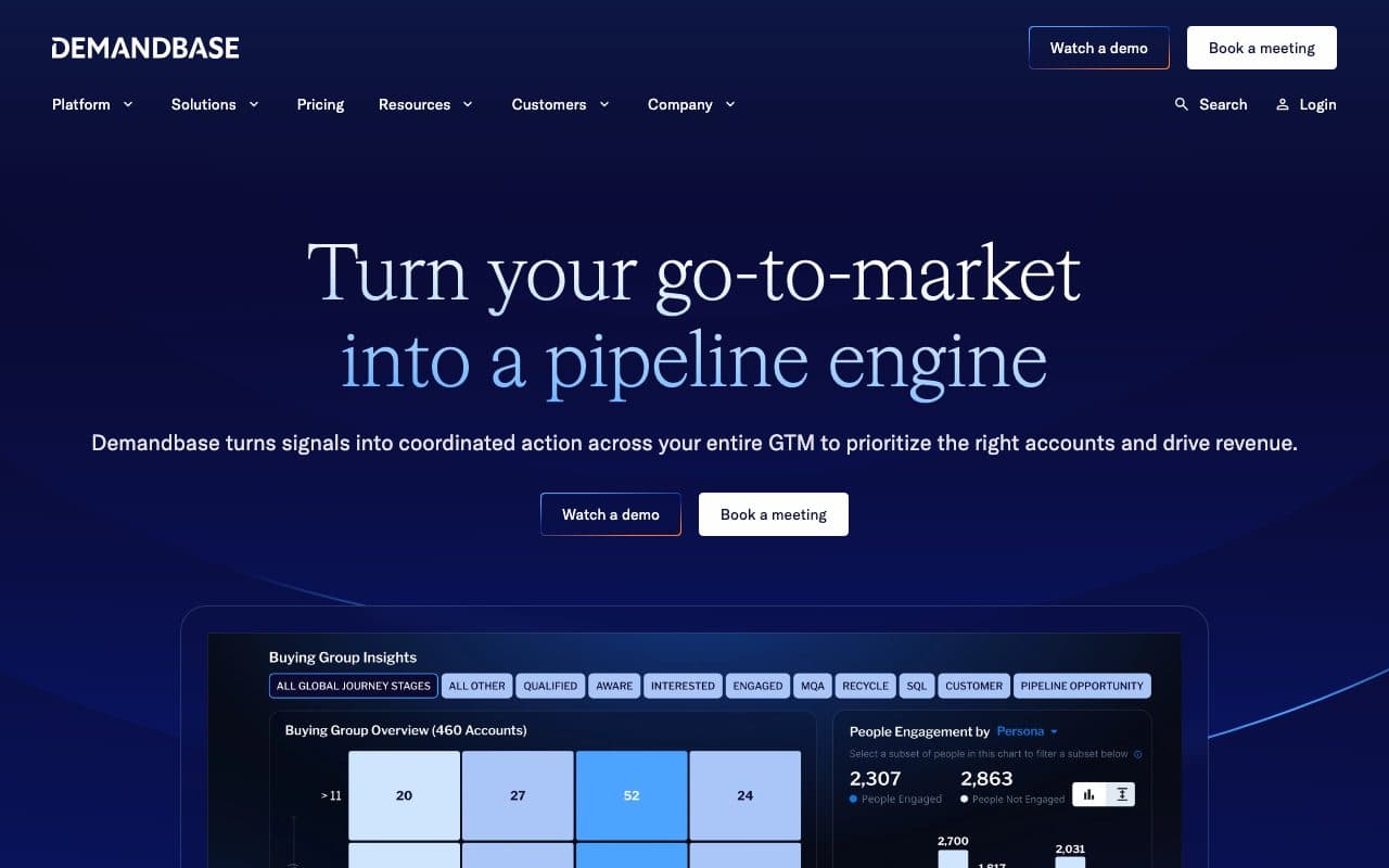 Demandbase homepage, above the fold