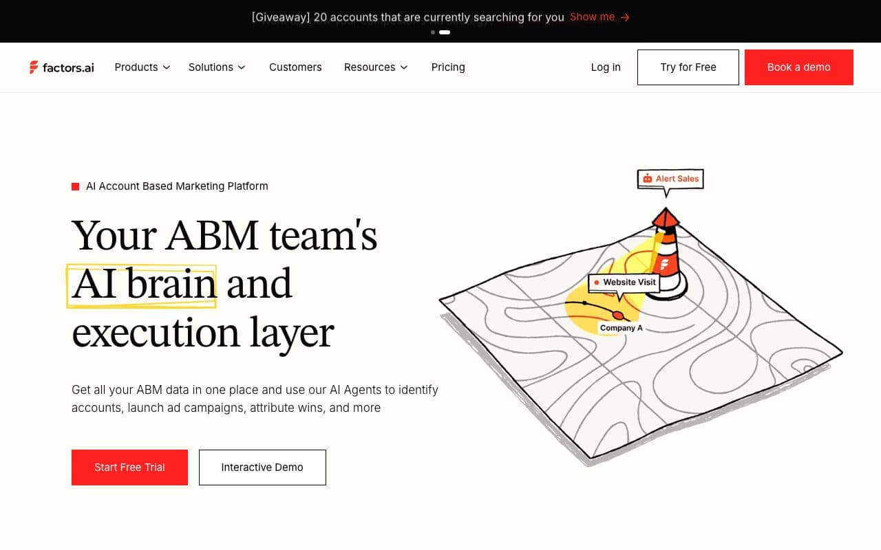Factors.ai homepage, above the fold