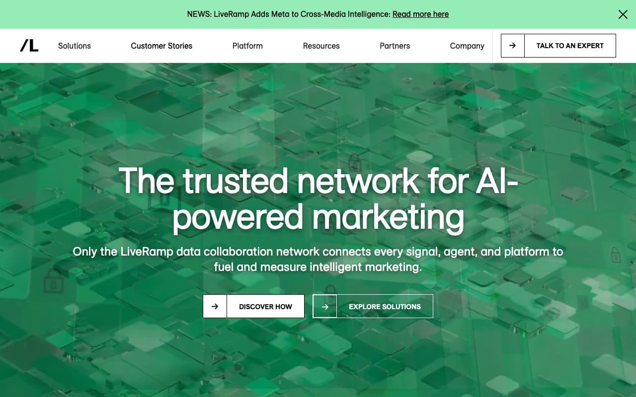 LiveRamp homepage, above the fold