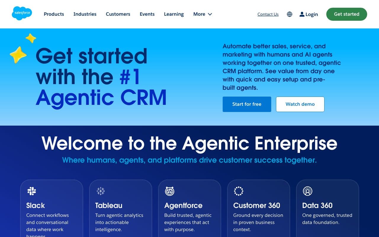 Salesforce homepage, above the fold