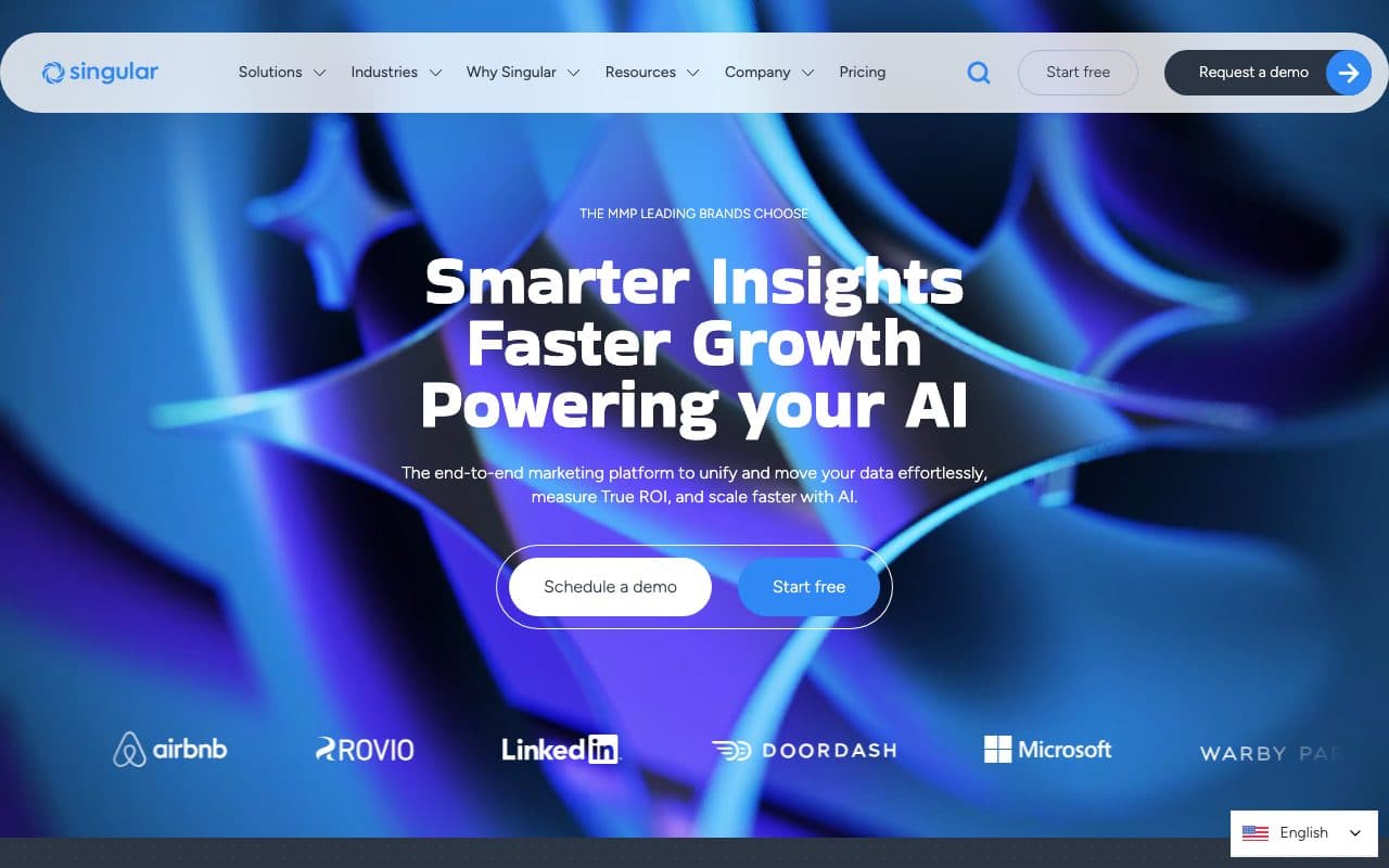 Singular homepage, above the fold
