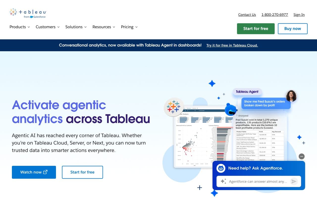 Tableau homepage, above the fold