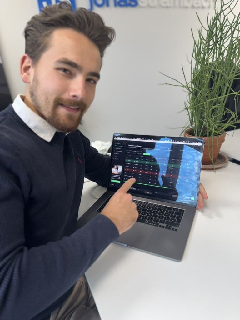 Showing the LeadJourney dashboard on a laptop