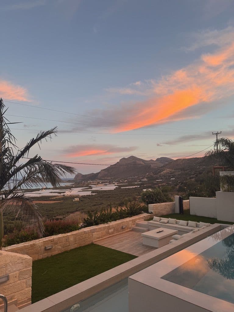 Sunset over the bay from the villa