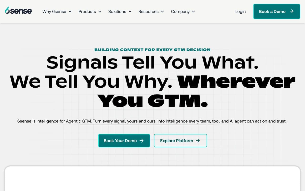 6sense homepage, above the fold