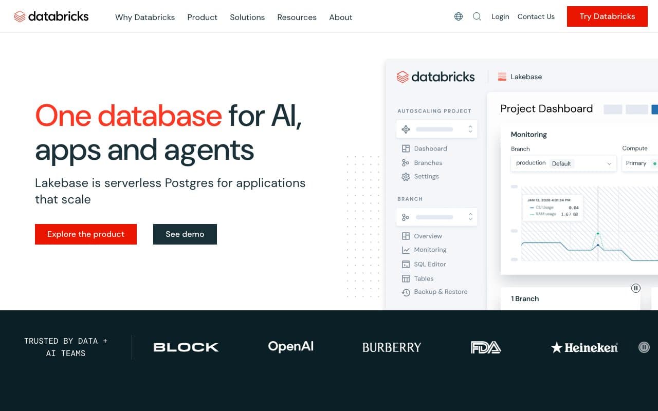 Databricks homepage, above the fold