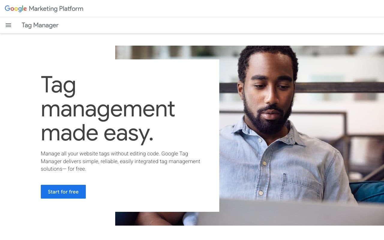 Google Tag Manager Server-Side homepage, above the fold