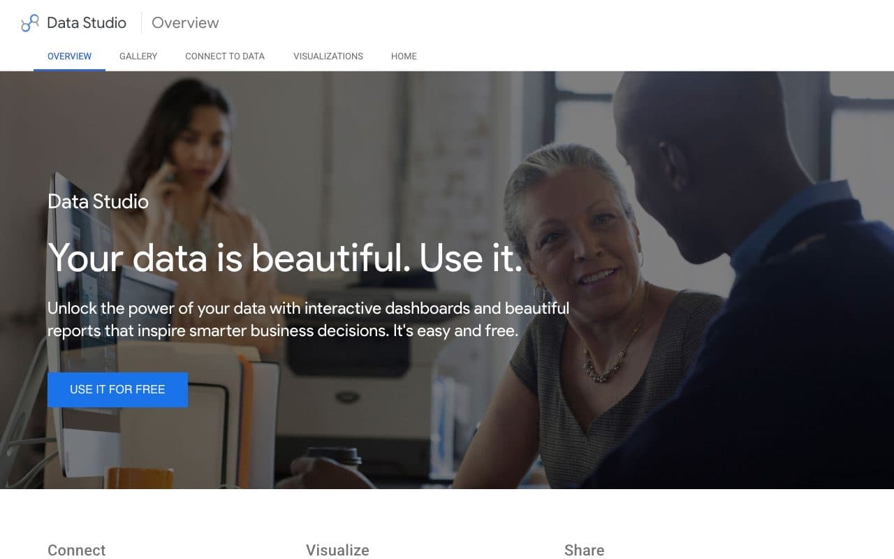Looker Studio homepage, above the fold