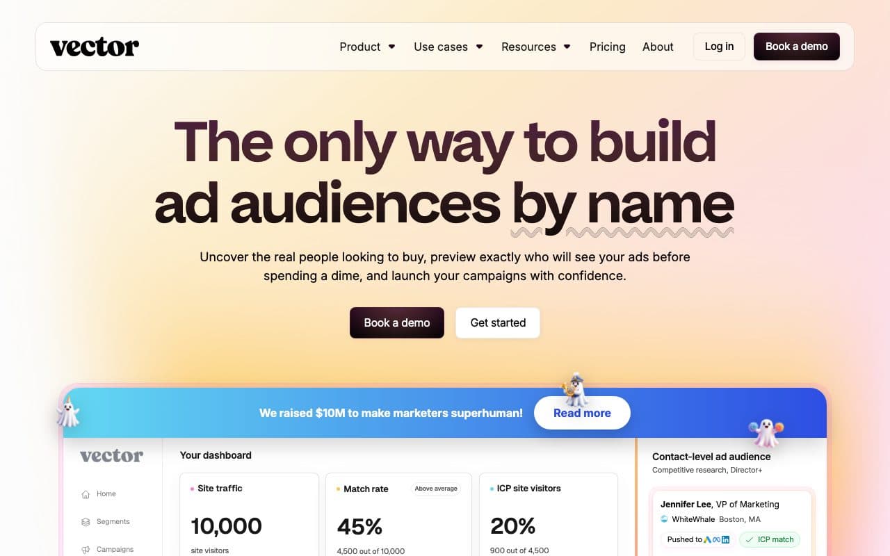 Vector.co homepage, above the fold